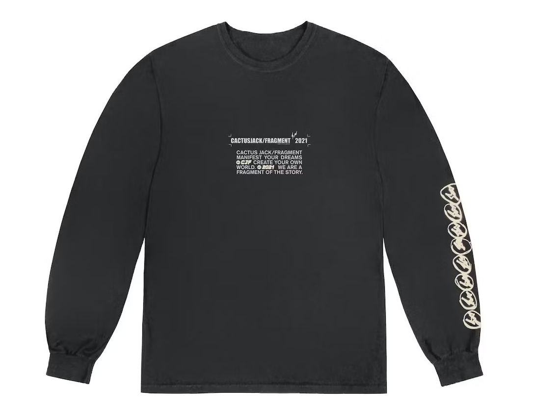 Travis Scott Cactus Jack For Fragment Logo L/S T-shirt Washed Black