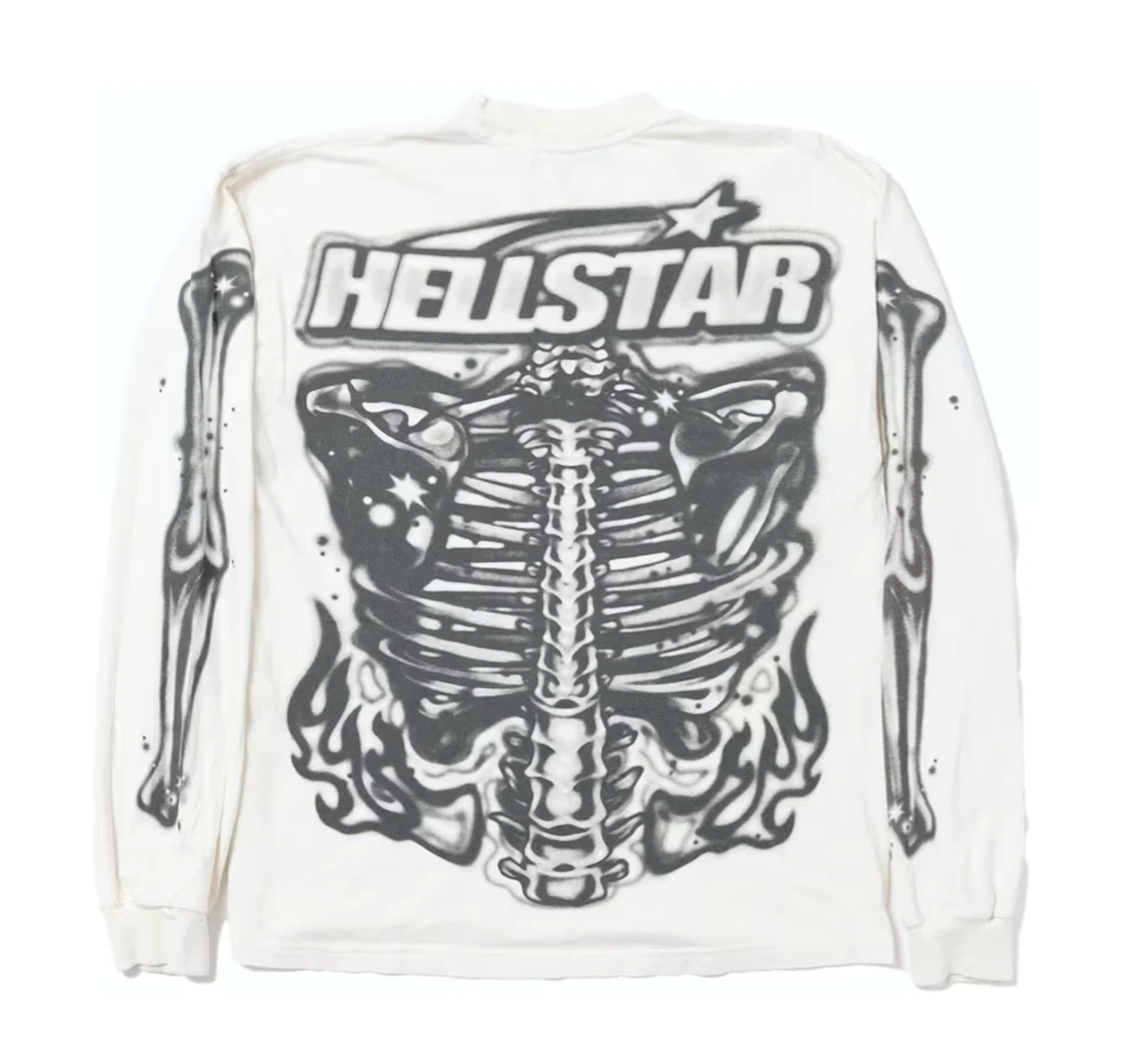 Hellstar Airbrushed Bones Long Sleeve White