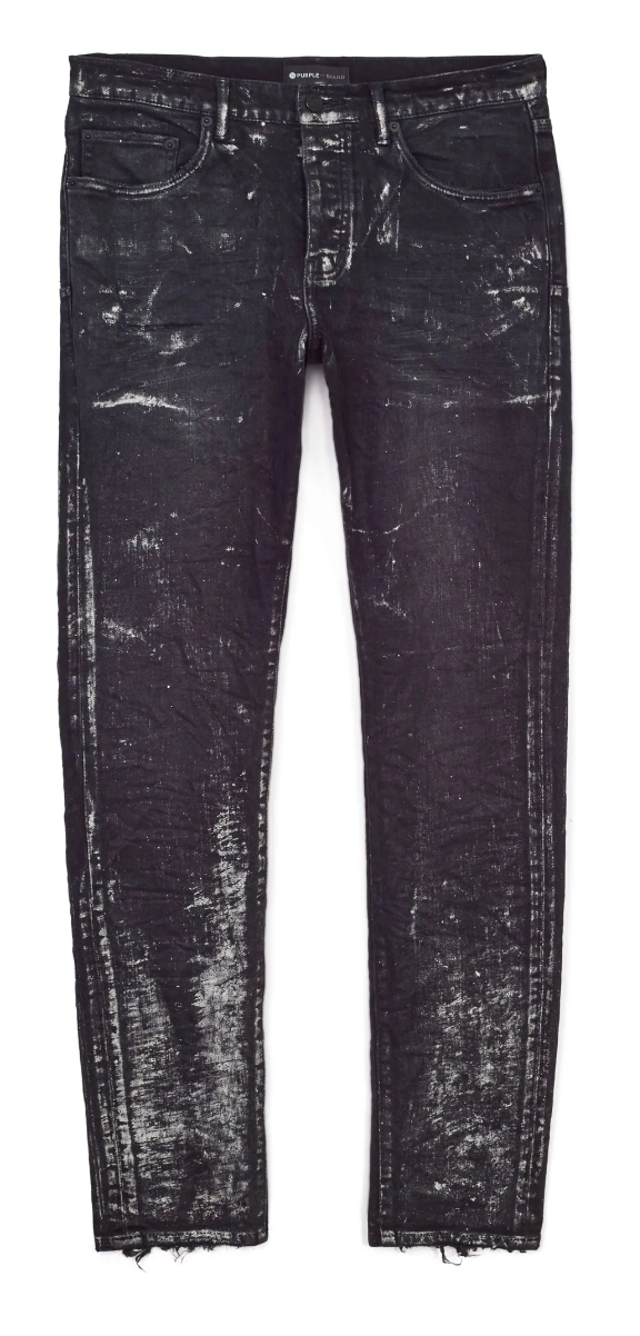 Purple Brand Black Wash Metallic Silver Jeans