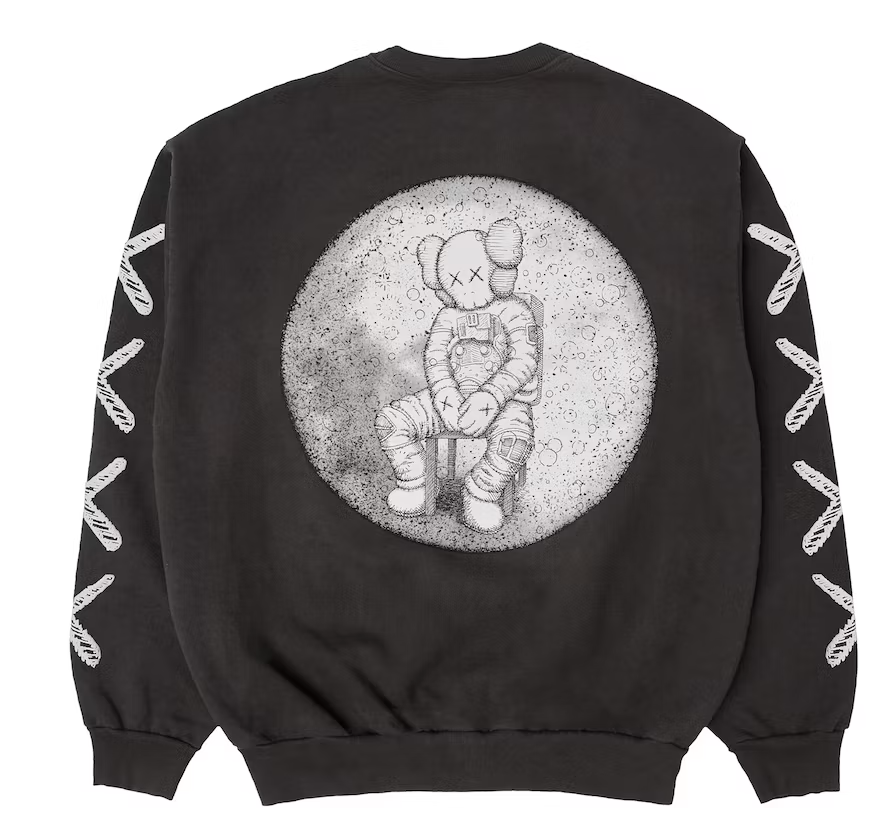 Kaws For Kid Cudi Moon Man Crewneck Sweatshirt Vintage Black