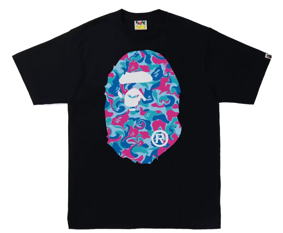 Bape Marble Camo Big Ape Head Tee Black