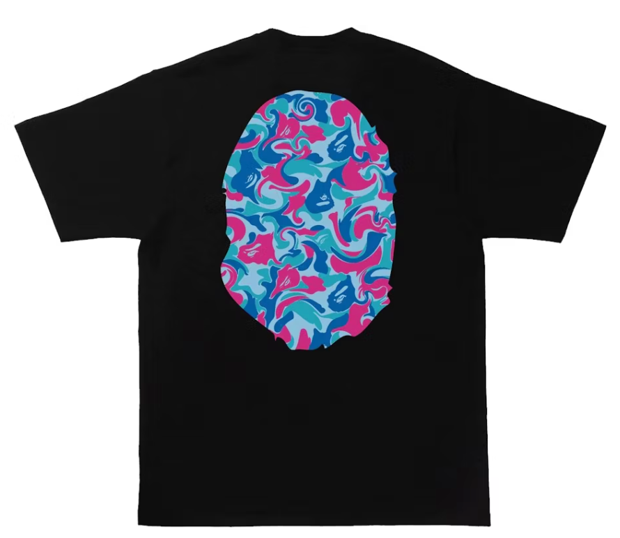 Bape Marble Camo Big Ape Head Tee Black