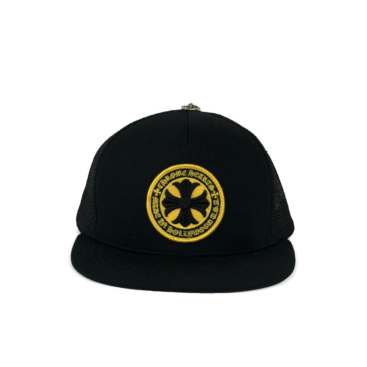 Chrome Hearts Plus Cross Seal Stamp Trucker Hat Black/Yellow