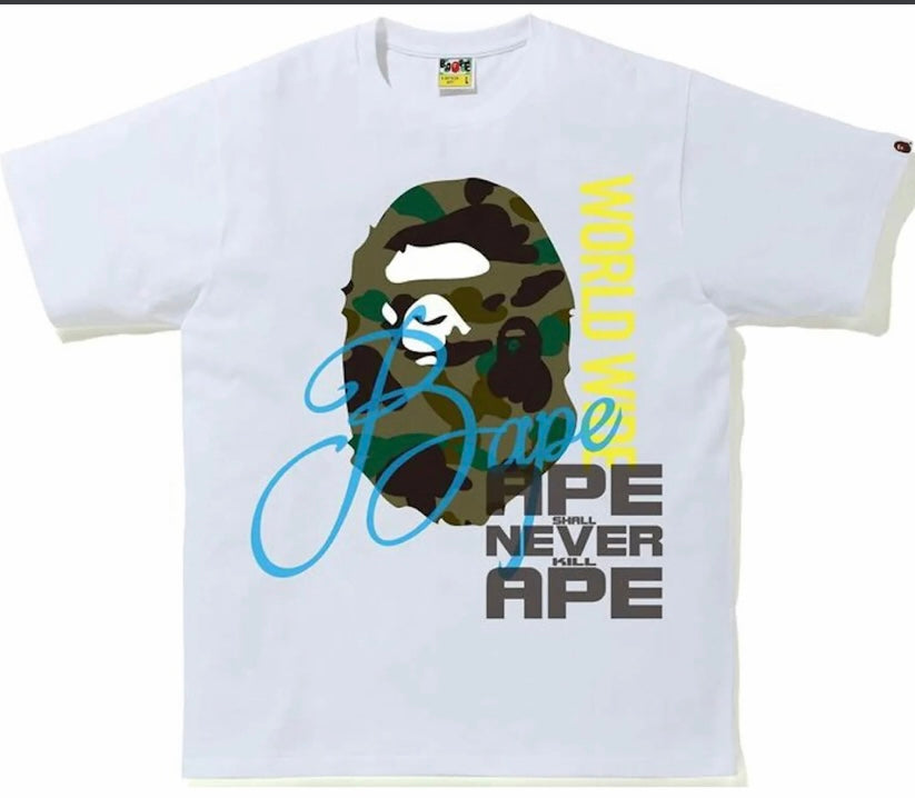 Bape World Gone Mad Tee White/ Green