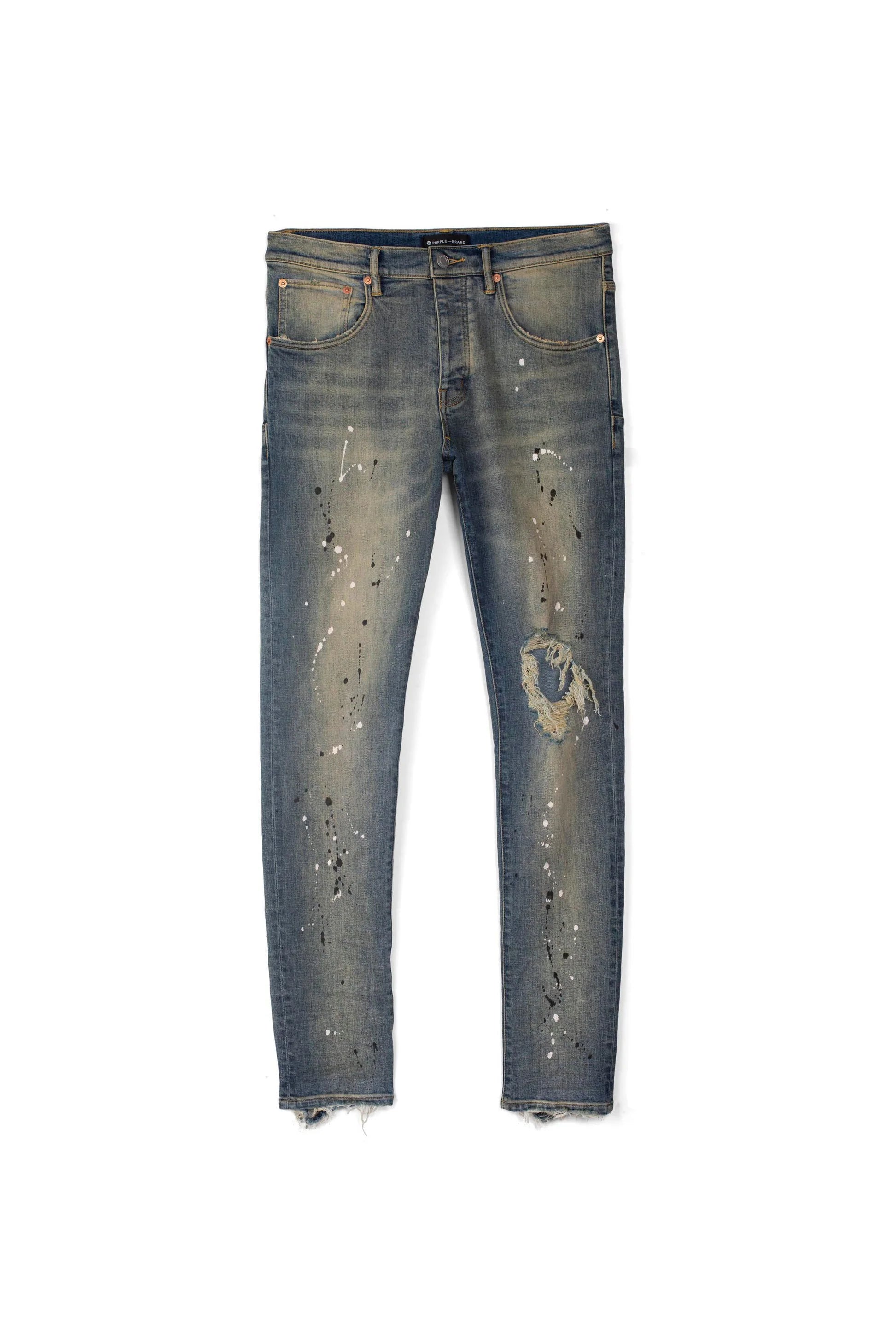 Purple Brand Mid Indigo Destroy Paint Jeans