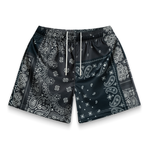 Bravest Studio Black Patchwork Paisley Shorts